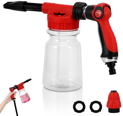Youool Pistolet à Mousse 1000ML, Canon à Mousse Voiture, multifonction, Pistolet à Mousse de Nettoyage de Voiture pour Nettoyer les Jardins de Voiture et de Moto (Rouge)