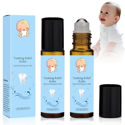 Rodillo para la Dentición,2 pcs Teething Roller para Bebés y Niños Pequeños,Rodillo Natural para Aliviar el Dolor (Azul)