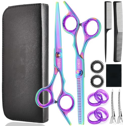 14 Stück Friseurschere Satz, 6.7 Zoll Professionelle Effilierschere, Friseurschere Superscharf, Delstahl Haarschneide Set mit Reinigungstuch und Aufbewahrungstasche für Damen Herren Kinder Haustiere