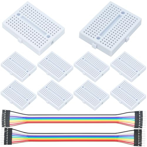 MTDELE 10Pcs 170 Hole Mini Breadboard Kit Solderless Prototype PCB Breadboard Compatible with for Arduino Proto Shield