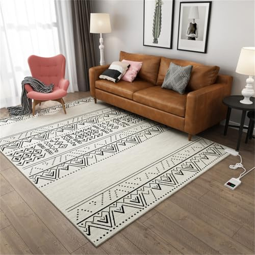 Alfombra calefactora eléctrica de grafeno, tapete/almohadilla calefactora con temporizador de calentamiento rápido, alfombra calefactada, calefactor radiante infrarrojo para sala de estar,A,80*120CM