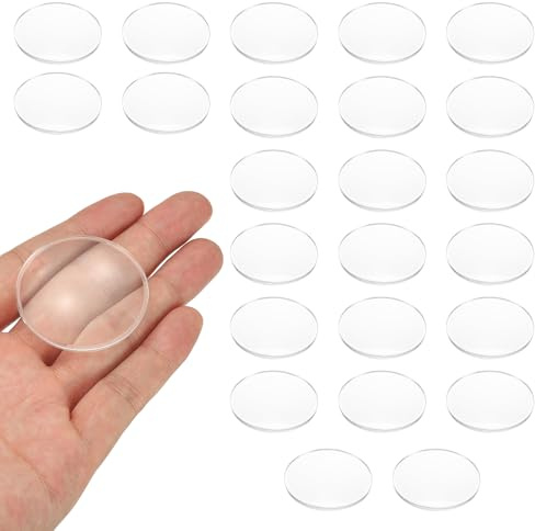 PATIKIL 24-pack biconvex lins, 42 mm dia. 75 mm brännvidd optiska linser förstoringsglas pappersvikt akryl dubbel konvex för gör-det-själv kontorsskrivbord hem vetenskap experiment teleskop