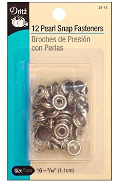 Dritz 25-13 Pearl Snap Fasteners, Black, Size 16 (7/16-Inch) 12-Count