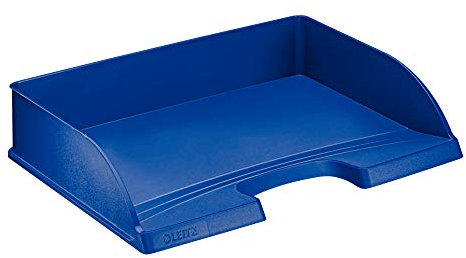 Leitz Briefkorb Querformat A4, Briefablage in Premium-Qualität, Stapelbares Ablagefach als Schreibtisch-Organizer, Kombinierbar mit Plus-Serie, Blau, 52180035