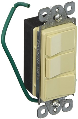 Morris 81970 Commercial Grade Decorative Triple Rocker Switch, 15 Amp Current, 120V/277V, Ivory