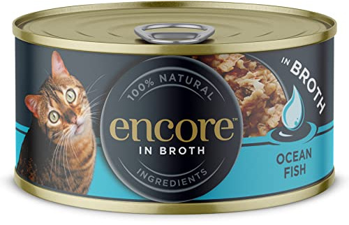 Encore 100% Natural Cat Food, Ocean Fish In Broth Tin 70 g (Pack of 16)