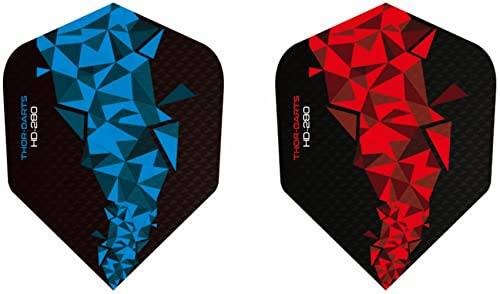 THOR-DARTS 30 stycken (10 set) extra starka pilar flights HD-280 röd blå svart 150 micron Flys (F2 mix röd-svart och blå-svart)