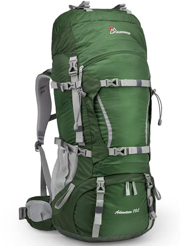 Mountaintop 70L Trekkingrucksack Reiserukcsack Damen Herren mit Regenschutz für Trekkingtouren, Bergsteigen, 76 x 33 x 26 cm (Dark green)