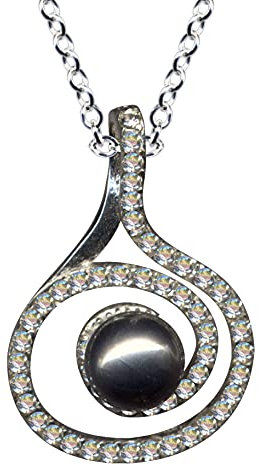 Kedja + hänge pärla jugendstil halsband äkta sterlingsilver 925 silver zirkonia kedjehängsmycke kärlek tro hoppning känslomässig symbol motiv stil objekt nytt bra vackert modernt vitt klart