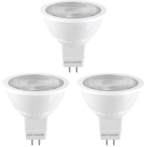paul russells MR16 LED Bulbs GU5.3 3.4W=35W, Warm White 2700K, Pack of 3 | 345lm, 38 Degree Focused Beam, Non-dimmable, Flicker Free on a 12V LED Driver, Spotlight Bulb for Ceiling and Track Lighting