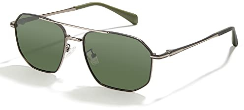 Cyxus Gafas de Sol Polarizadas Metal Piloto Protección UV400 para Hombre (Verde-Gafas de Sol)