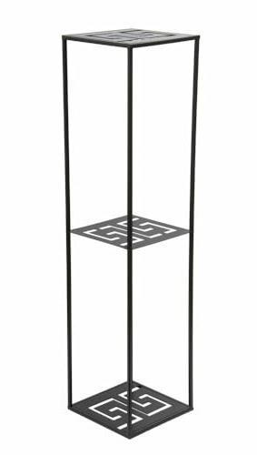 HowHomely Växtpall Växthylla Växtstativ Metallpall Växter 100 cm Tre Nivåer – Blompall Metall Svart Vackra Ornament – Blompelare Växtpall Svart