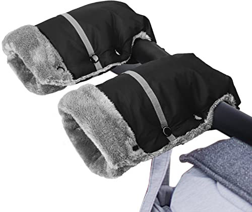 LUZOON Handwärmer Kinderwagen Handschuhe Stroller Handmuff mit Warme Fleece und Baumwolle Innenseite Wasserdicht und Winddicht für Kinderwagen Buggy Radanhänger Universalgröße