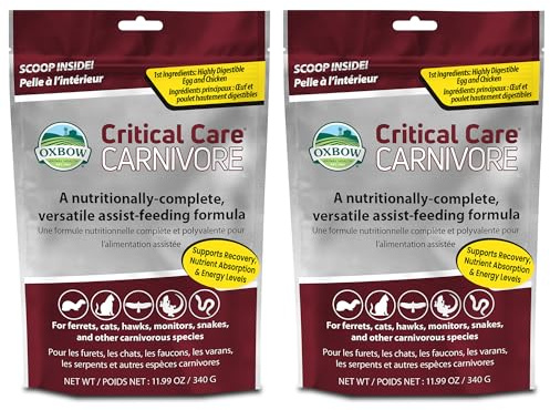 Oxbow Critical Care Carnivore Assist Feeding Formula for Cats & Ferrets - High Calorie Recovery Food with Egg & Chicken - Vet Recommended - Support Energy, Nutrient Absorption & Appetite – 340g 2 Pack