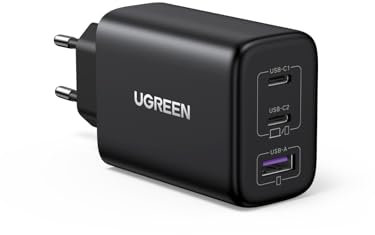 UGREEN 65W Chargeur USB C Rapide 3 Ports GaN Tech Compatible avec iPhone 17 Pro Max Air 16 Plus 15 14 13 12 MacBook M4 M3 M2 M1 Galaxy S25 Ultra Plus S24 A15 Pixel 9 8 iPad Pro Air Dell XPS (Noir)