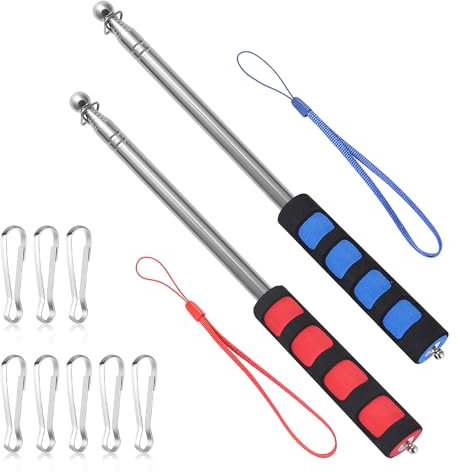 2 Stück Teleskopschlagstock Fahnenmast Fahnenmast 2m Stabil Schlagstock Teleskop Fahnenstange Teleskop Schlagstock Flaggenmast Teleskopstange 2m für Reisen, Outdoor-Aktivitäten, Unterricht, Training