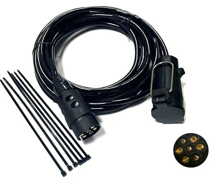 JVJ Cable alargador de remolque de 6,0 m, 7 polos, 7 polos, adaptador de 7 polos, enchufe a enchufe para remolque, caravana, caravana, portabicicletas o camión