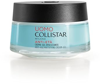 Collistar Crema Gel Viso Uomo, Opacizzante Anti-Età Quotidiano, Texture Leggera, Facile Assorbimento, per Pelli Miste/Grasse, Sensibili, 50 ml