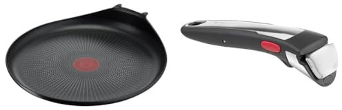 Tefal Ingenio Poêle à crêpe 27 cm, Non induction, Revêtement antiadhésif, Empilable & Ingenio Poignée amovible Premium noire, Empilable, Verrouillage sécurité 3 points