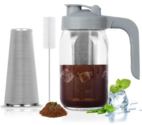 [Upgraded Widened Handle] Cold Brew Coffee Maker, Mason Jar Pitcher