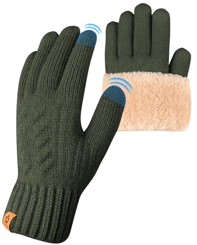 ARFNKIM Gants thermiques d'hiver unisexes extensibles et chauds avec doublure en polaire, compatibles écran tactile, pour la course à pied, le cyclisme, l'équitation, vert, taille unique