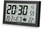 Hama Wanduhr digital (DCF Funkuhr mit Thermometer, Uhr mit Weckfunktion, 2 Weckzeiten, Anzeige von Kalender, Wochentag, Mondphasen, ausklappbarer Standfuß, inkl. Batterien) schwarz