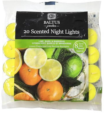20pc Scented Tealights Night Candle Lime Basil & Mandarin 8hr Burn Time Baltus