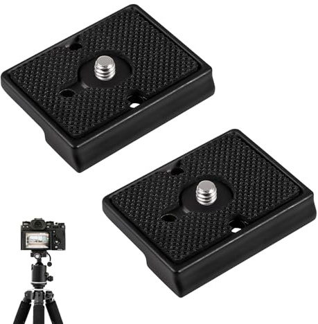 2 stycken snabbväxlingsplattor för kamera, Quick Release Plate, kompatibel med Manfrotto 200PL-14, snabbväxlingssystem, stativ, utbytbar platta av aluminiumlegering med 1/4 tums skruv för spegellösa
