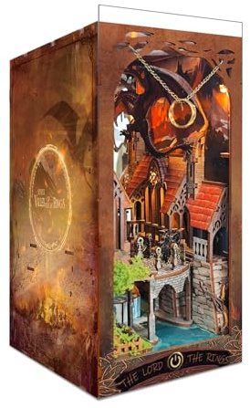 Book Nook Kit for Adults, 3D Wooden Puzzles with LED Light, DIY Miniature House Kit Bookshelf Bookend Decor,Wood Gifts for Book Lovers Women Friends