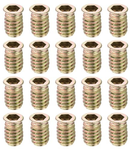 sourcing map 60Pcs Threaded Inserts, 5/16-18x25/32 Zinc Alloy Hex Socket Drive Screw-in Nut Threaded Inserts Furniture Bolt Fastener Connector for Wood Working Tool and Accessories