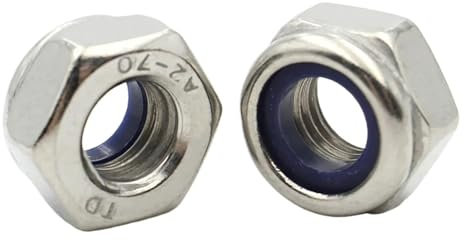 Contratuerca, Tuercas autoblocantes 50-5 piezas 304 Acero inoxidable Nylon Autoblocante Antiaflojamiento Tuerca antideslizante hexagonal M2 M2.5 M3 M3.5 M4 M5 M6 M8 M10 M12 M14 M16(M2 (50pcs))(M5 (50p