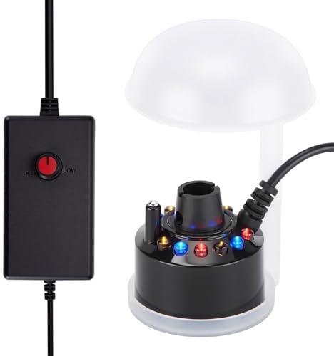 FITNATE Ultraschall Vernebler, 12 LED-Farben, Ultraschall-Nebelmaschine, mit einstellbarem Nebelregler, ideal für Wasserspiele, Halloween und andere Festtagsdekorationen