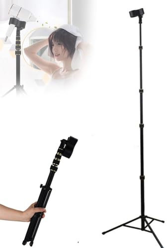 Cikiki Support de sèche-cheveux mains libres, 61 à 193 cm de hauteur réglable avec trépied antidérapant et clip universel rotatif à 180°, support de sol pour la maison, les salons de coiffure, l'hôtel