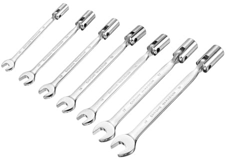 HARFINGTON 7Pcs 10mm-19mm Swivel Head Socket Combination Spanner Wrench