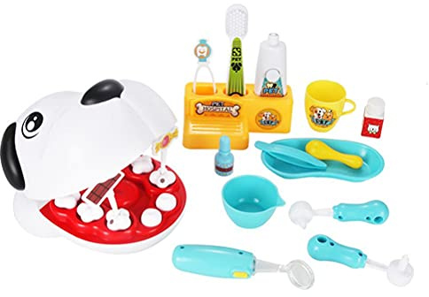 Generic Barn Låtsaslek Doctor Set Pet Hund Tandläkare Toy Kit, Tandläkare Rollspel Verktyg med 17st Pedagogiska Leksaker för Barnens Dag Present