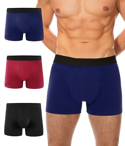 BEENIUBEE Paquete de 3 calzoncillos de incontinencia para hombre, calzoncillos bóxer lavables con almohadillas de protección ultra absorbentes, impermeables, reutilizables, control de olores, para