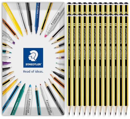 STAEDTLER 121 Noris skolpenna – brytbeständiga ledningar – klasspaket med 24 pennor i kuvert presentförpackning (klass B)