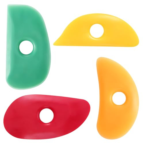 Matwsec 4 stycken mjuka silikonribbor modelleringsverktyg keramik skulptur verktyg ergonomisk formad hållbar gummi keramik lera revben utjämning och former, potta keramik lerverktyg
