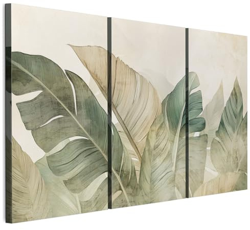 LUMASOUL Canvastavlor 3-delat set för vardagsrum Löv 120x80 cm