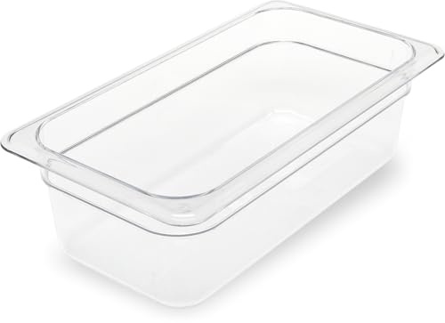 Carlisle FoodService Products Storplus Food Storage Container Food Pan, Chafing Pan for Catering, Buffets, Restaurants, Polycarbonate (Pc), 1/3 Size 4 Inches Deep, Clear, (Pack of 6)