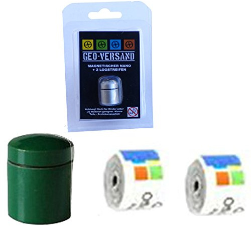 geo-leverans nano grön magnetisk med 2 loggremsor geocaching gömställe, behållare, burk, gömställe, vattentät mikro