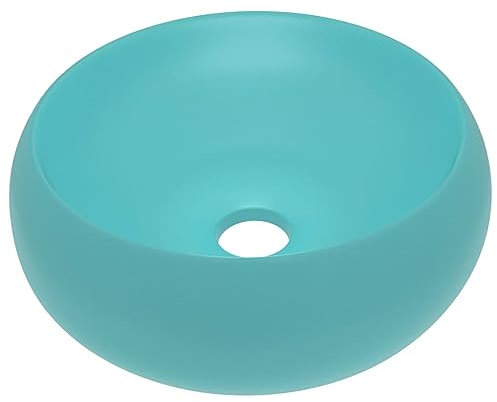 vidaXL Lavabo Rond de Luxe Vasque à Poser de Toilette Lave-Mains de Salle de Bain Cuisine Vestiaire Maison Intérieur Vert Clair Mat 40x15 cm Céramique
