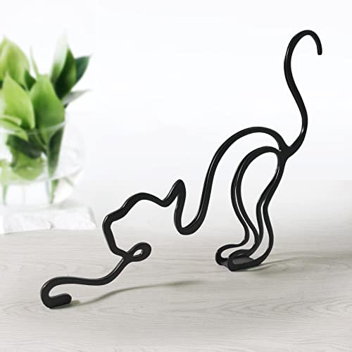 Metal Cat Minimalist Art Wall Sculpture, Abstract Line Wall Art, Modern Home Decoration for Living Room