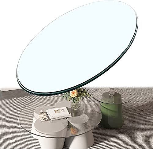 WORDFUN Superficie Redonda De Mesa De Cristal, Vidrio Templado, Robusto Y Duradero, Resistente A Altas Temperaturas, Cristales A Medida, Uso Diario En El Hogar, Hotel/Restaurante/Banquete