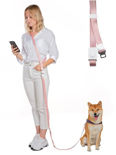 SVD.PET 4-in-1 Hands Free Dog Leash, Versatile Crossbody Dog Waist Leash with Easy Release Buckle, Adjustable Waist Fit for Walking, Jogging and Running Your Pet (Pink)