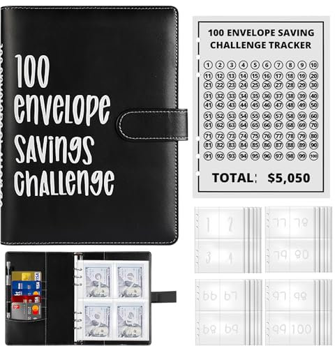 Haushaltsbuch, Budgetplaner Deutsch Mit Ordner, Transparentem Geldumschlag Und Budgetblatt, Budgetplaner Geldmanagement-Sparbuch Mit Folie Für Finanzplaner, Sparordner, Bargeldfüller(Schwarz)