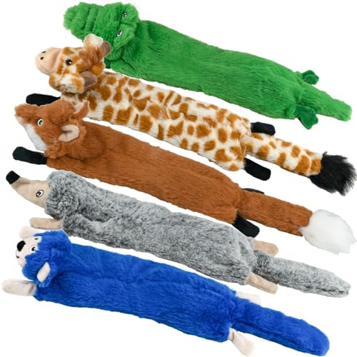SHARLOVY Set di 5 giocattoli per cani, senza imbottitura, in peluche stropicciato, per cani di grande razza, durevole, giocattolo da masticare, giocattolo per cuccioli