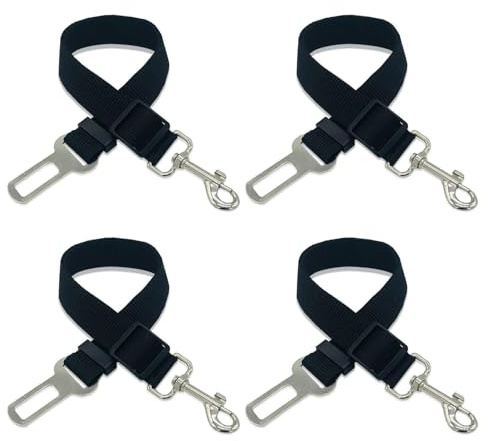 YSJCHEBS Harnais pour Animaux De Compagnie 4 Pièces, Ceinture De Sécurité De Voiture pour Chien Britannique, Harnais Fixe Réglable, Clip De Harnais pour Chien, Accessoires pour Chiens