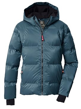 Killtec Bambine e ragazze Giacca/giaccone trapuntato in piuma d'oca con cappuccio e paraneve KSW 210 GRLS QLTD JCKT, dunkel denim, 176, 43594-000
