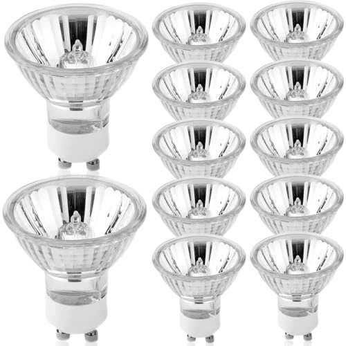 Vaileal 12 stycken MR16 halogenlampa 12 V 20 W GU4 dimbar, halogenlampa MR16 12 V, 20 W, halogenlampor, GU4, 250 lm, varmvit, 2 700 k, halogenspotlight, GU4, för skåp, landskapsbelysning